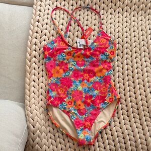 BNWT Joe Feesh Pink Floral One-Piece Swimsuit - Bright Multi Floral